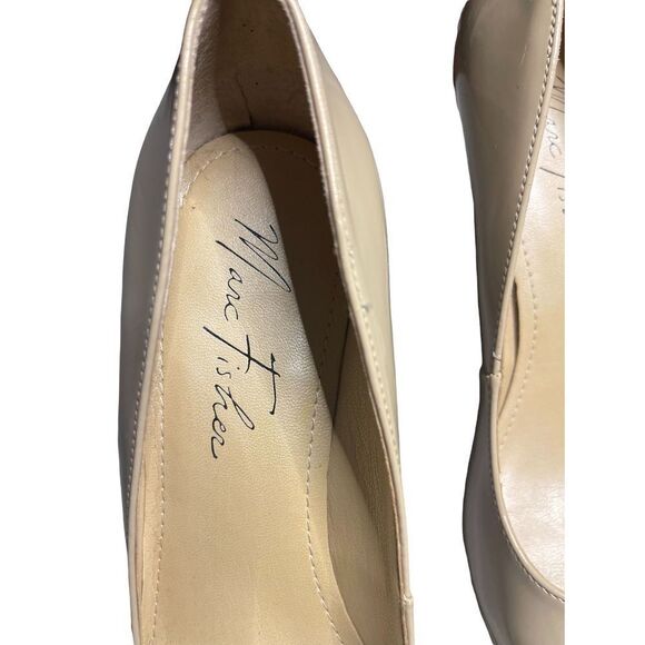 MARC FISHER SYDNEY CLASSIC PLATFORM PUMP HEELS TAUPE 7M - Picture 7 of 7